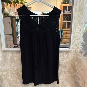 A.n.a. Business Casual Black Collard Sleeveless Blouse